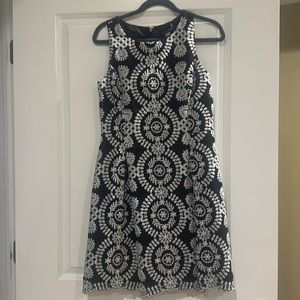 Tommy Hilfiger black embroidered floral shift dress